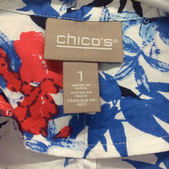 Chico's Patriotic Jacket Women's Size 1 (S/8) Fleur Dynasty Butter Lightweight - Picture 3 of 11